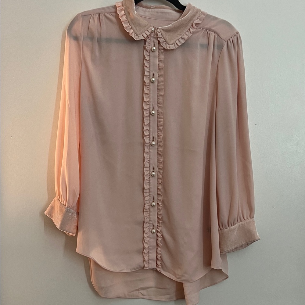 Kate Spade Blush Pink Ruffle Blouse